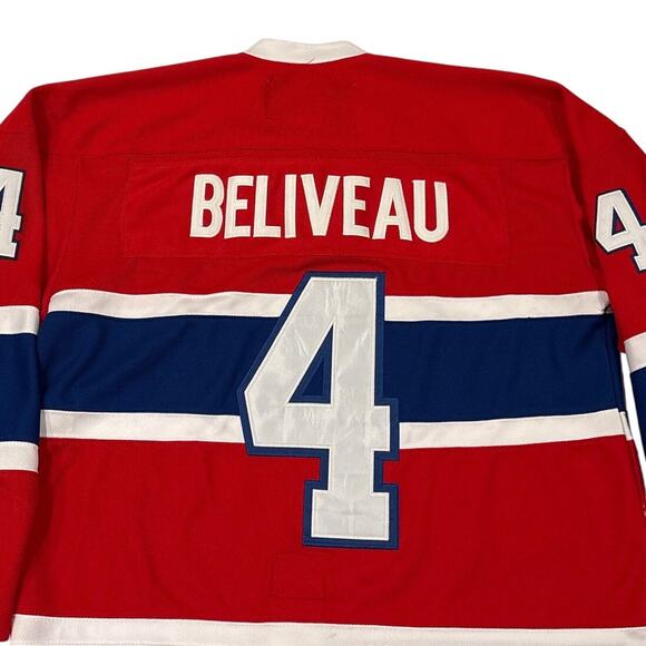 Vintage CCM Montreal Canadiens Jean Beliveau Hockey Jersey Size 50 Large Red - Picture 2 of 10